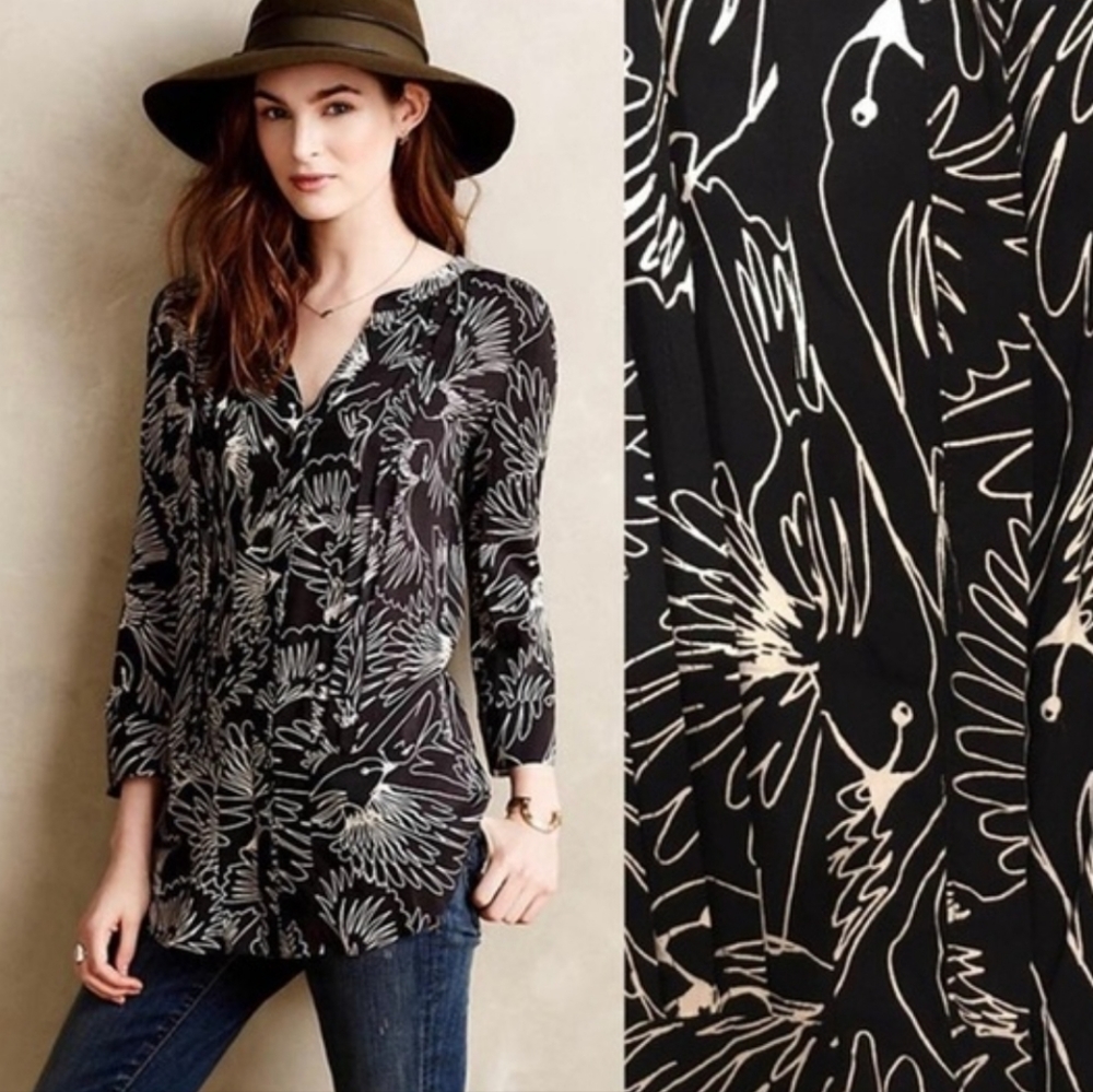 Maeve (Anthropologie) Bird Print Blouse